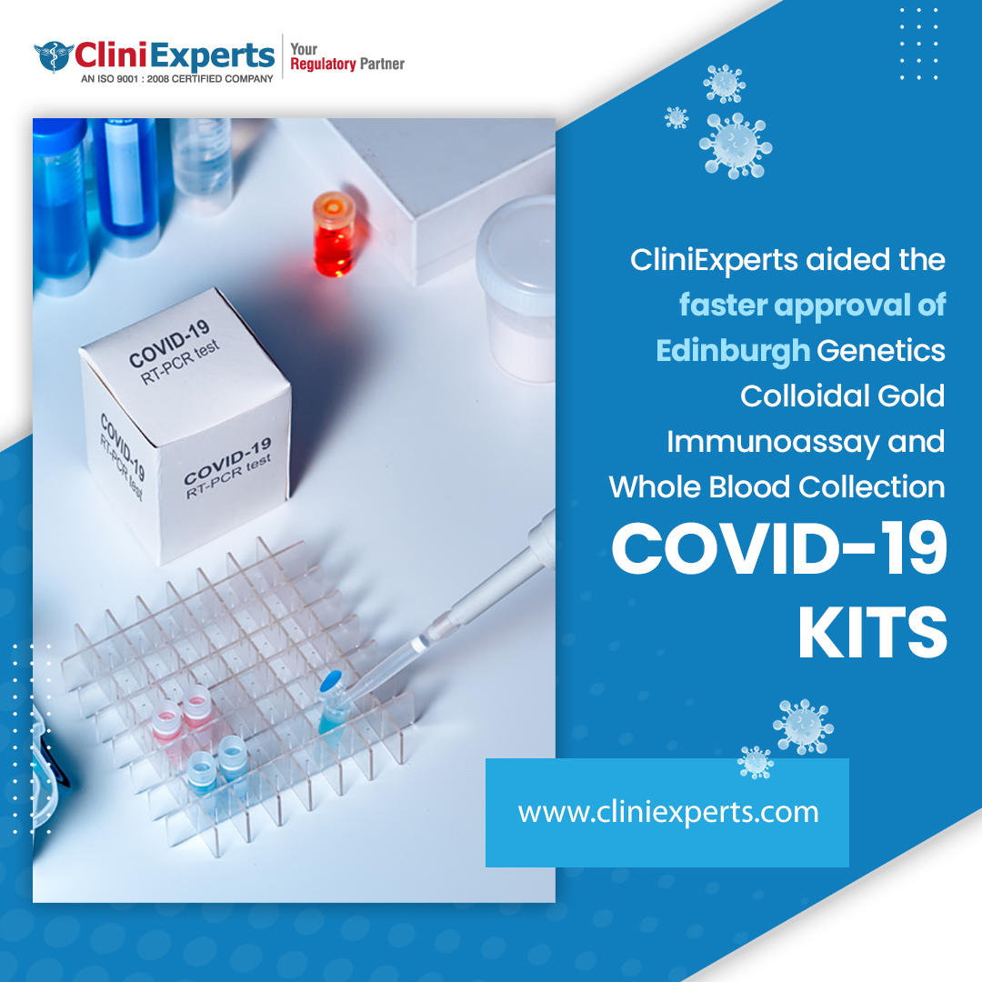 CliniExperts aided the faster approval of Edinburgh Genetics Colloidal Gold Immunoassay and Whole Blood Collection COVID-19 kits